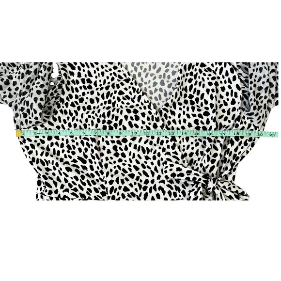 Perseption Concept Black/White Spotted Sheer Sleeve Blouse Womens Size L - Picture 6 of 8